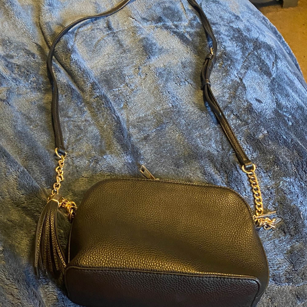 Kelly & Katie Black Crossbody Bag with Gold Accents